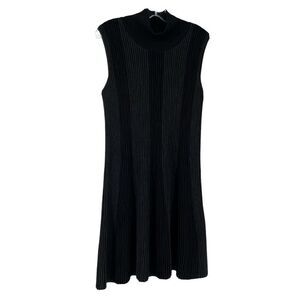 Crea Concept Dress Wool Blend Gray Accordion Pleated Mock Neck Size 40 US 8 Chic